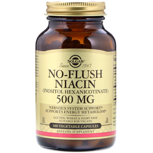 Solgar Solgar, No-Flush Niacin, 500 mg, 100 Vegetable Capsules
