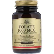 Solgar, Folat, 1.000 mcg, 120 Tabletten