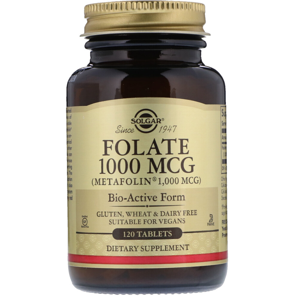 Solgar, Folate as Metafolin, 1,000 mcg, 120 Tablets