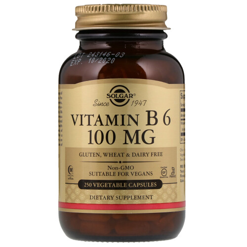 Solgar Solgar, Vitamine B6, 100 mg, 250 Gélules Végétales