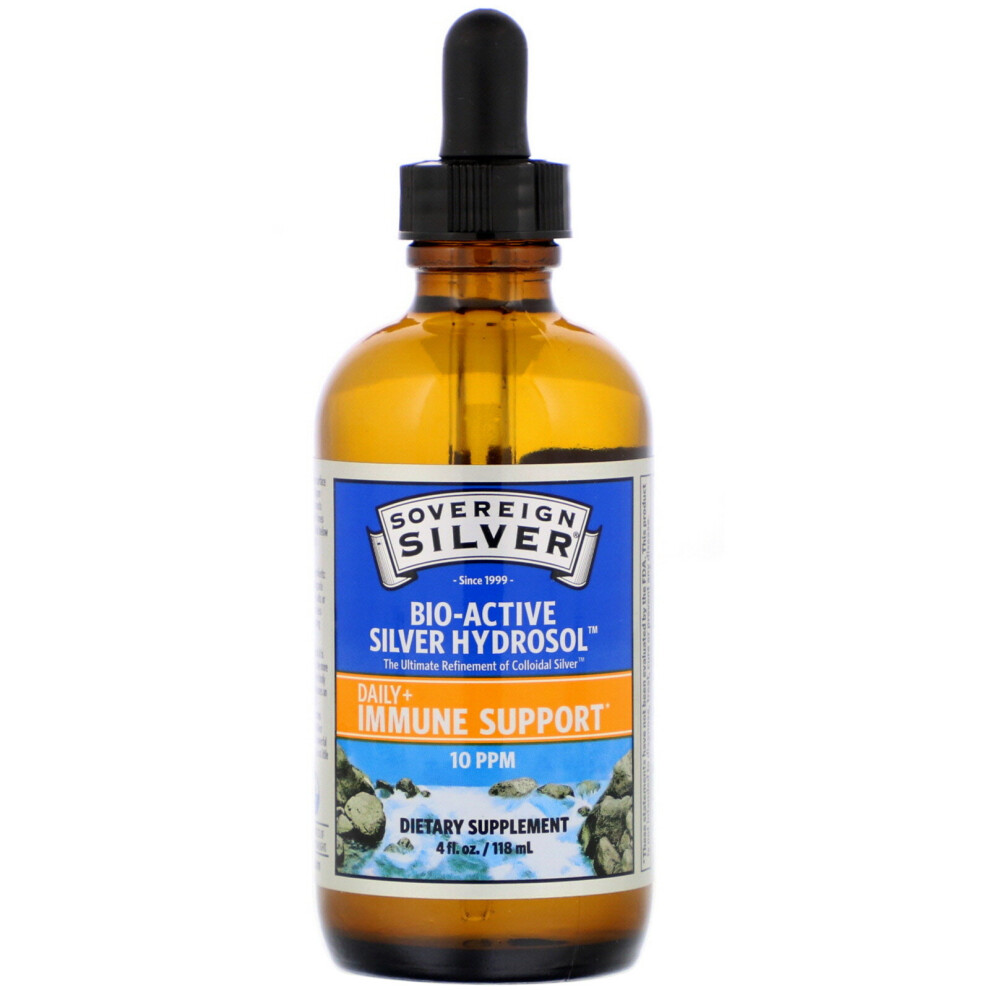 Sovereign Silver , Bio-Active Silver Hydrosol, Dropper-Top, 10 Ppm, 4 Fl Oz (118 Ml)