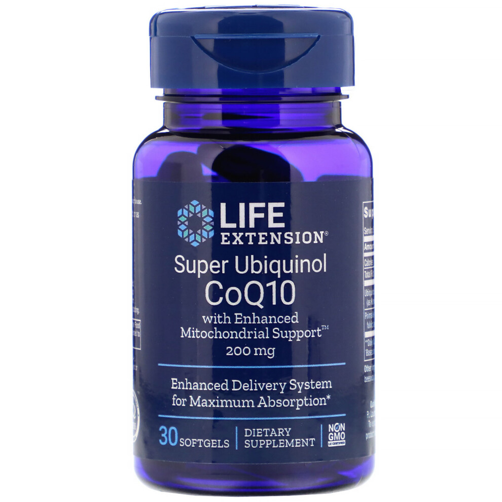 Life Extension , Super Ubiquinol Coq10 With Enhanced Mitochondrial Support, 200 Mg, 30 Softgels
