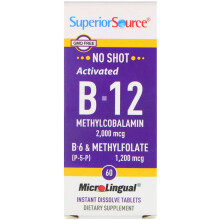 Superior Source, Aktiviertes B-12 Methylcobalamin, B-6 (P-5-P) & Methylfolat, 60 Mikrolingual Sofort-Schmelztabletten