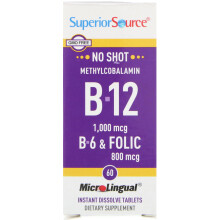 Superior Source, Methylcobalamin B-12, B-6 & Folsäure, 60 MicroLingual Instant-Zerfallstabletten