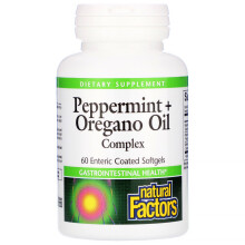 Natural Factors, Pfefferminz- + Oreganoöl-Komplex, 60 magensaftresistente Weichkapseln