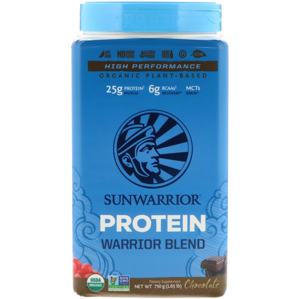 Sunwarrior , Warrior Blend Protein, Organic Plant-Based, Chocolate, 1.65 Lb (750 G)
