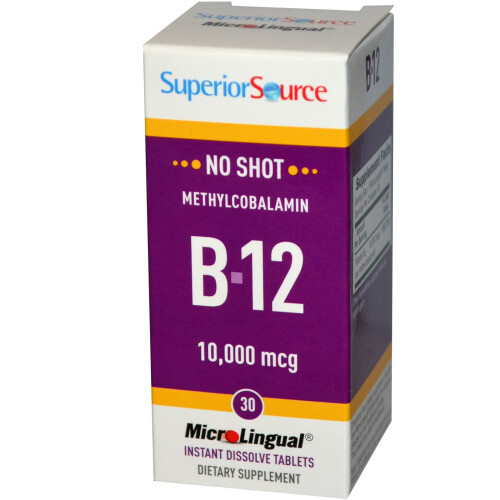 Superior Source, Méthylcobalamine B12, 10 000 mcg, 30 Comprimés MicroLingual à Dissolution Instantanée
