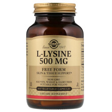 Solgar, L-Lysin, Freie Form, 500 mg, 100 Pflanzenkapseln