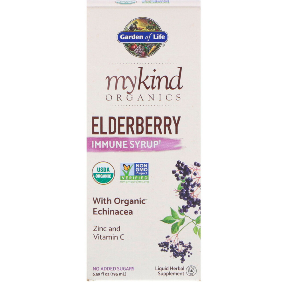 Garden Of Life , Mykind Organics, Elderberry Immune Syrup, 6.59 Fl Oz (195 Ml)