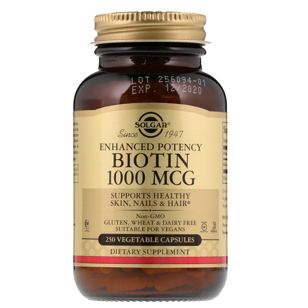 New Solgar Biotin, 1,000 Mcg, 250 Vegetable Capsules