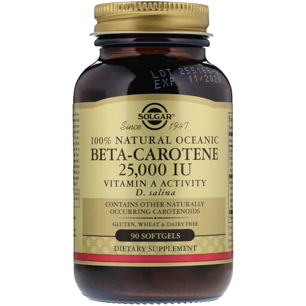 Solgar , 100% Natural Oceanic Beta-Carotene, 25,000 Iu, 90 Softgels
