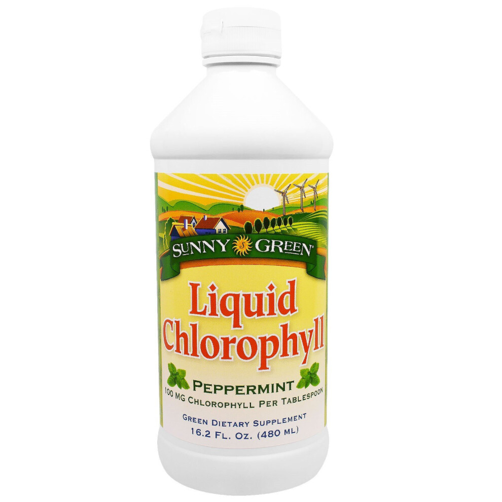 Sunny Green Green Sunny Liquid Chlorophyll, Peppermint, 100 Mg, 16.2 Fl Oz (480 Ml)