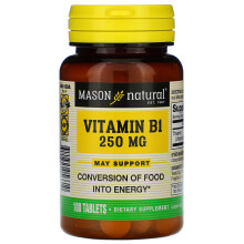 Mason Natural, Vitamine B-1, 250 mg, 100 Comprimés