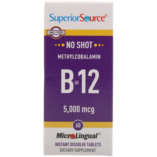 Superior Source, Méthylcobalamine B-12, 5 000 mcg, 60 Comprimés MicroLingual à Dissolution Instantanée