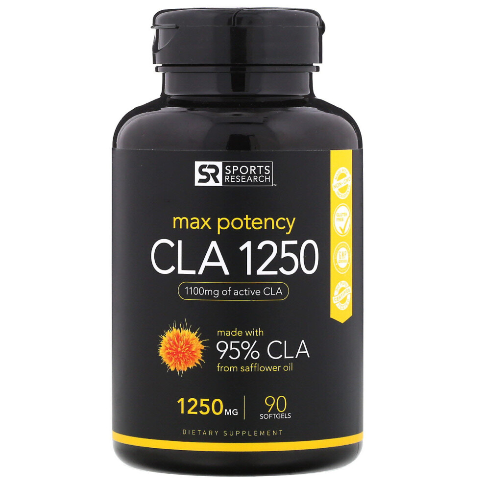 Sports Research, CLA 1250, Max Potency, 1,250 mg, 90 Softgels
