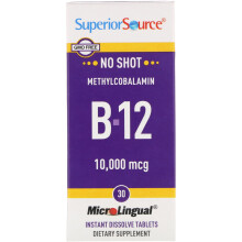 Superior Source, Méthylcobalamine B-12, B-6 & Acide Folique, 5 000 mcg, 60 Comprimés MicroLingual à Dissolution Instantanée