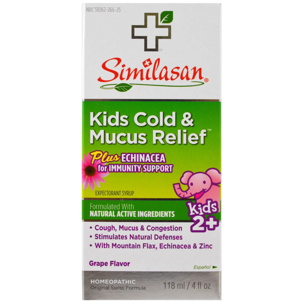 Similasan , Kids Cold & Mucus Relief, Kids 2+, Grape Flavor, 4 Fl Oz (118 Ml)