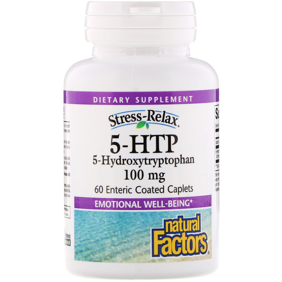 Natural Factors , Stress-Relax, 5-Htp, 100 Mg, 60 Enteric Coated Caplets