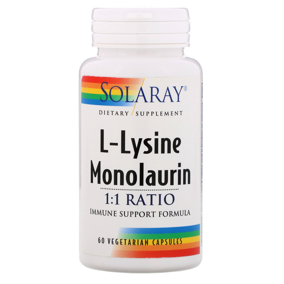 Solaray, L-Lysine Monolaurin 1:1 Ratio, 60 Vegetarian Capsules