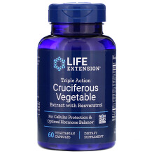 Life Extension, Triple Action Kreuzblütler-Gemüse-Extrakt mit Resveratrol, 60 vegetarische Kapseln