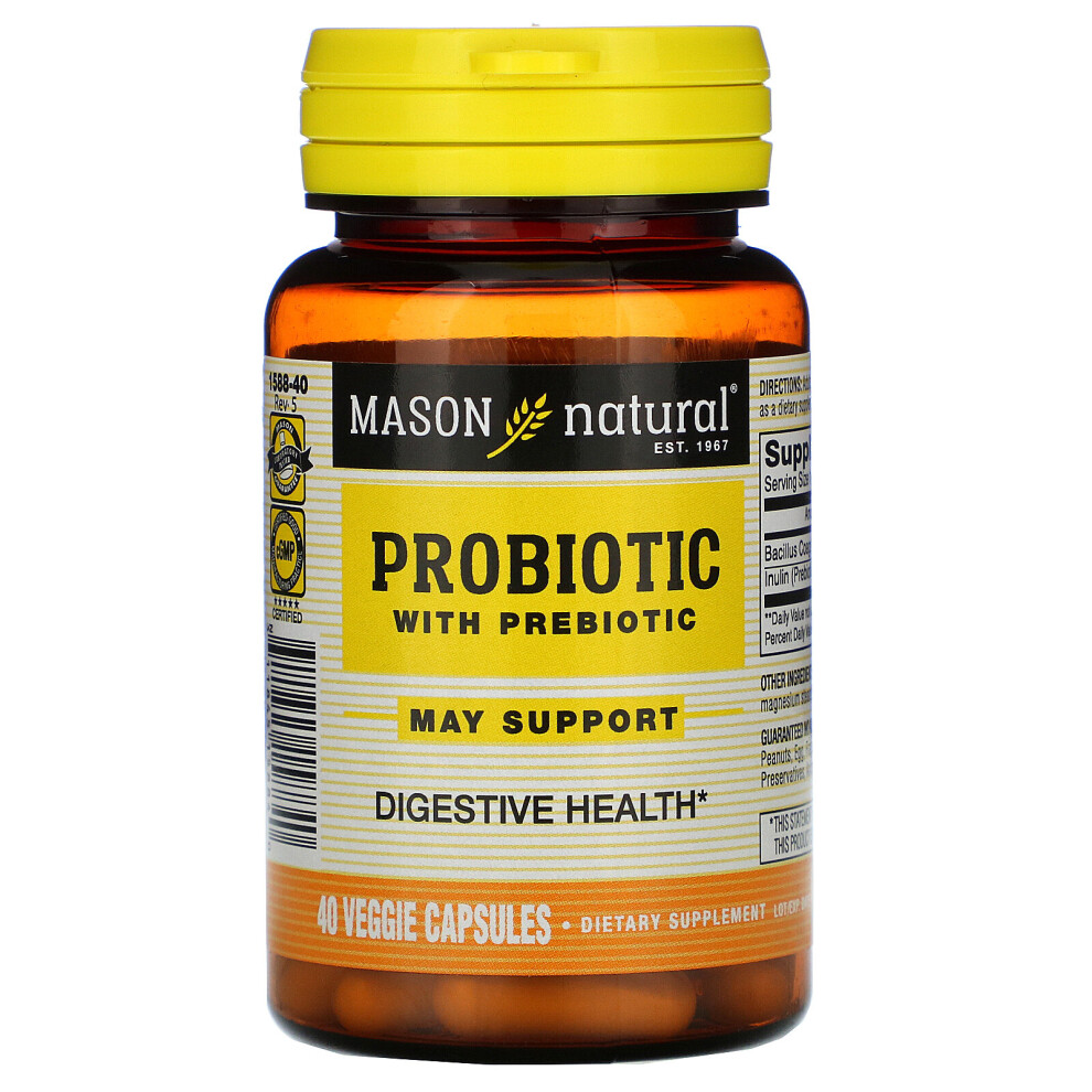 Mason Natural , Probiotic With Prebiotic, 40 Veggie Capsules