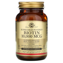 Solgar, Super Hochdosiertes Biotin, 10.000 mcg, 120 pflanzliche Kapseln