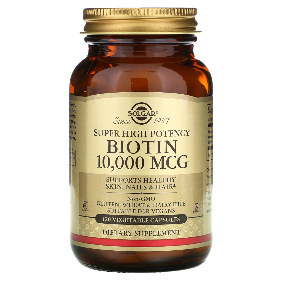 Solgar , Super High Potency Biotin, 10,000 Mcg, 120 Vegetable Capsules