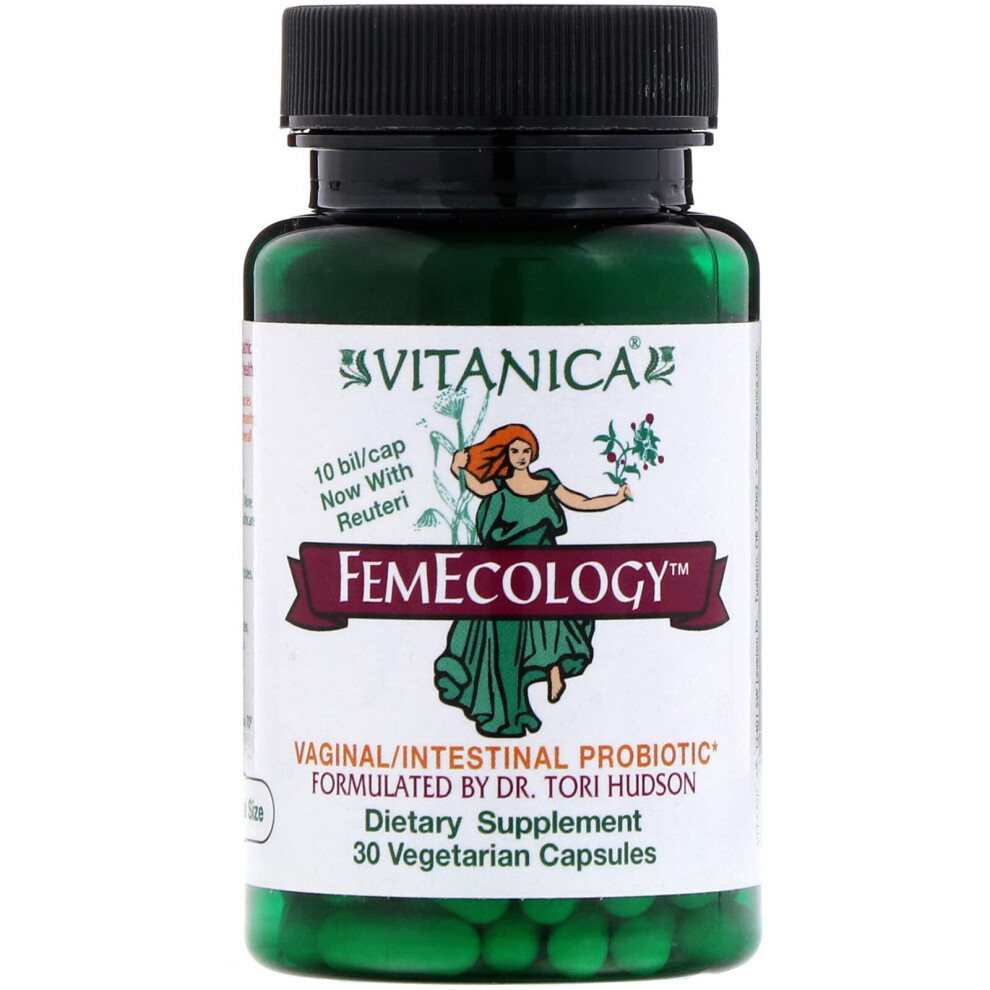 Vitanica , Femecology, Vaginal/Intestinal Probiotic 30 Vegetarian Capsules