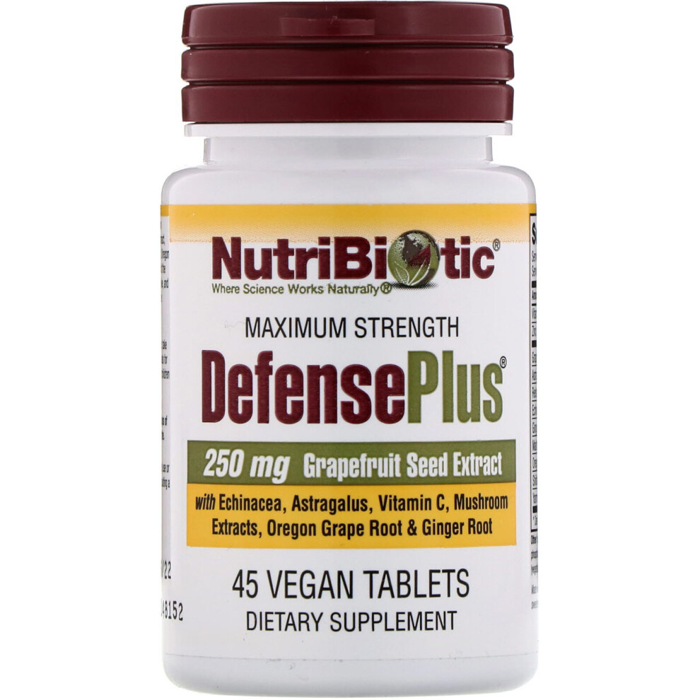 Nutribiotic , Defenseplus, Maximum Strength, 45 Vegan Tablets