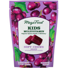 MegaFood, Multivitamines Quotidiennes Pour Enfants, Pâtes Fruitées au Raisin, 30 Pâtes Fruitées Individuellement Emballées