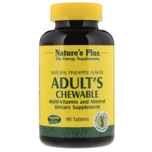 NaturesPlus, Multivitamines et Minéraux à Croquer Pour Adultes, Ananas, 90 Comprimés