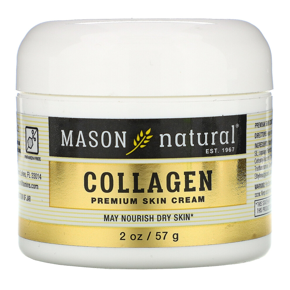 Mason Natural , Coconut Oil Skin Cream + Collagen Premium Skin Cream, 2 Pack, 2 Oz (57 G) Each
