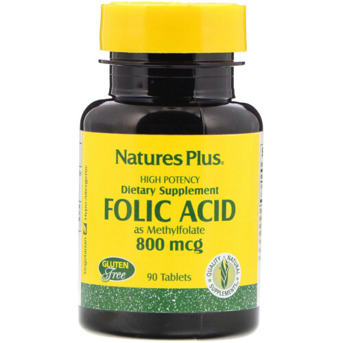 NaturesPlus, Folsäure als Methylfolat, 800 mcg, 90 Tabletten