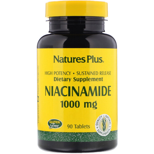 NaturesPlus, Niacinamide à Libération Prolongée, 1000 mg, 90 Comprimés