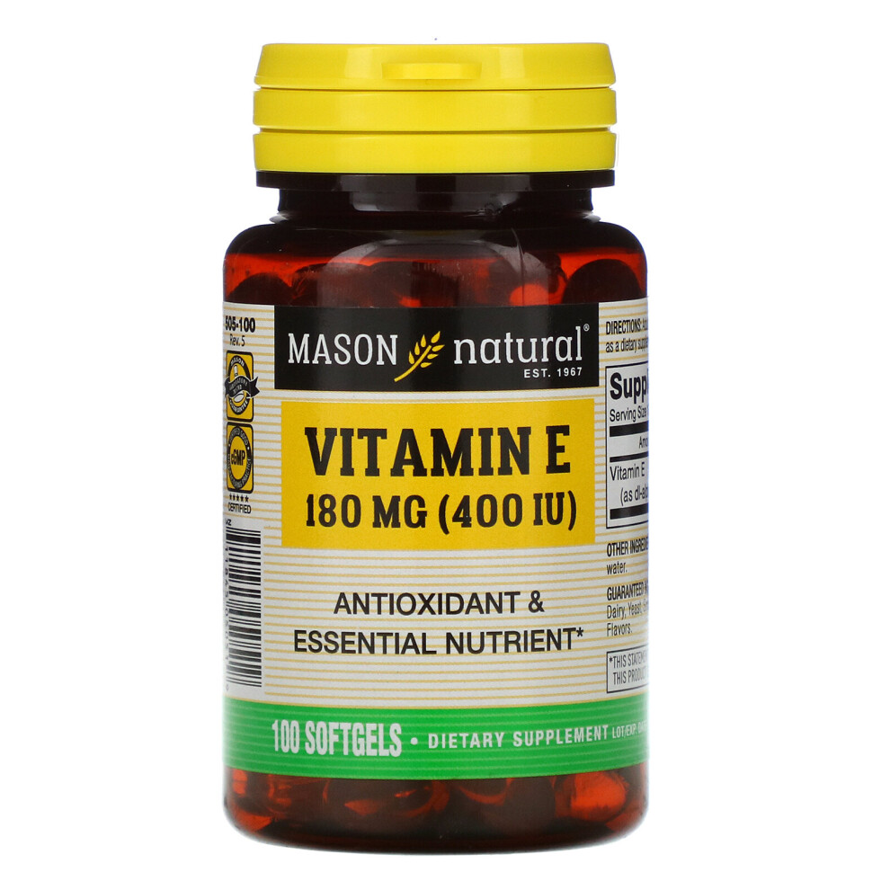 Mason Natural , Vitamin E, 180 Mg (400 Iu), 100 Softgels