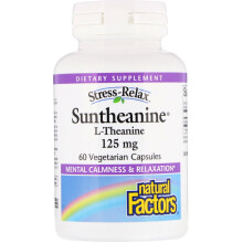Natural Factors, Stress-Relax, Suntheanine, L-Theanin, 250 mg, 60 Vegetarische Kapseln (125 mg pro Kapsel)