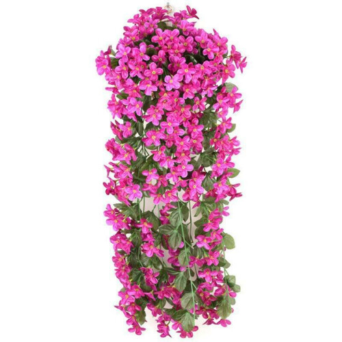(Fuchsia, 2PCS) Artificial Fake Hanging Flowers Vine Plant Home Garden Decoration Indoor Outdoor