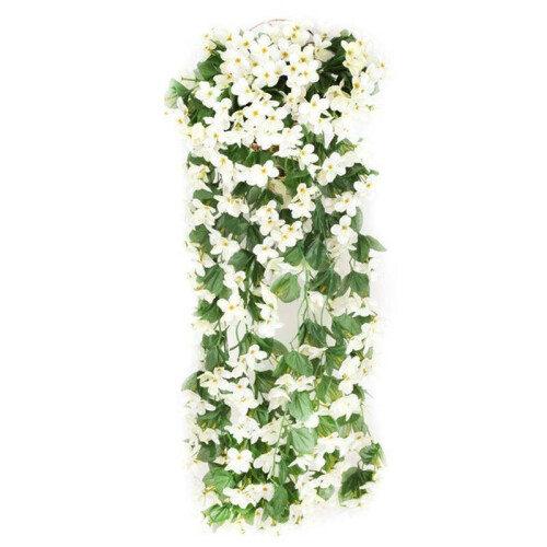 (White, 1PC) Artificial Fake Hanging Flowers Vine Plant Home Garden Decoration Indoor Outdoor