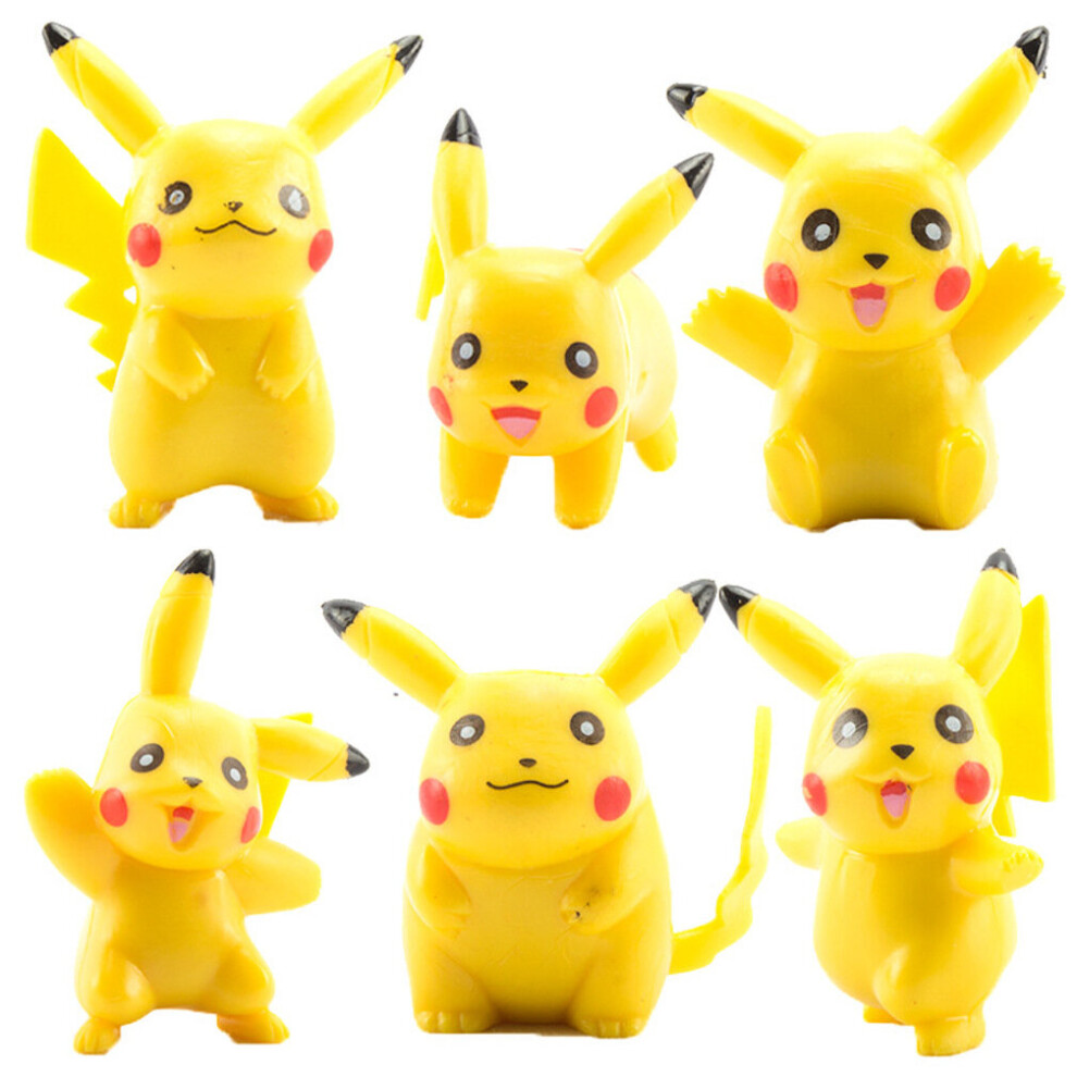 Eastvaps 6Pcs Pikachu Mini Figure Toy Model Cake Decoration