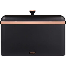 Tower T826130BLK Cavaletto Bread Bin Storage, Carbon Steel, Removable Lid, Black and Rose Gold…