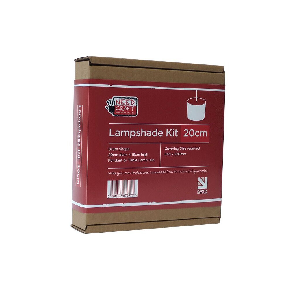 Needcraft Lampshade Kit Cover With Any Fabric Or Wallpaper 20Cm Drum For Pendant Or Table Lamp Use