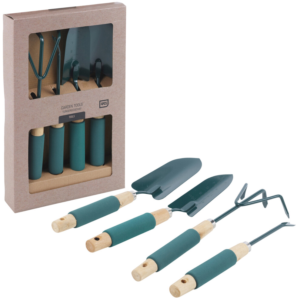 Garden Tool Set Wood Metal Hand Trowel Cultivator Digging Spade Weed