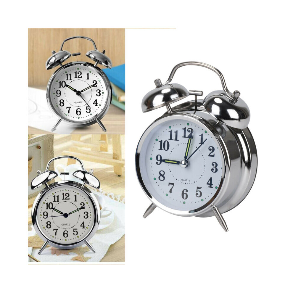 Retro Loud Double Bell Mechanical Key Wound Alarm Clock Kid Gift