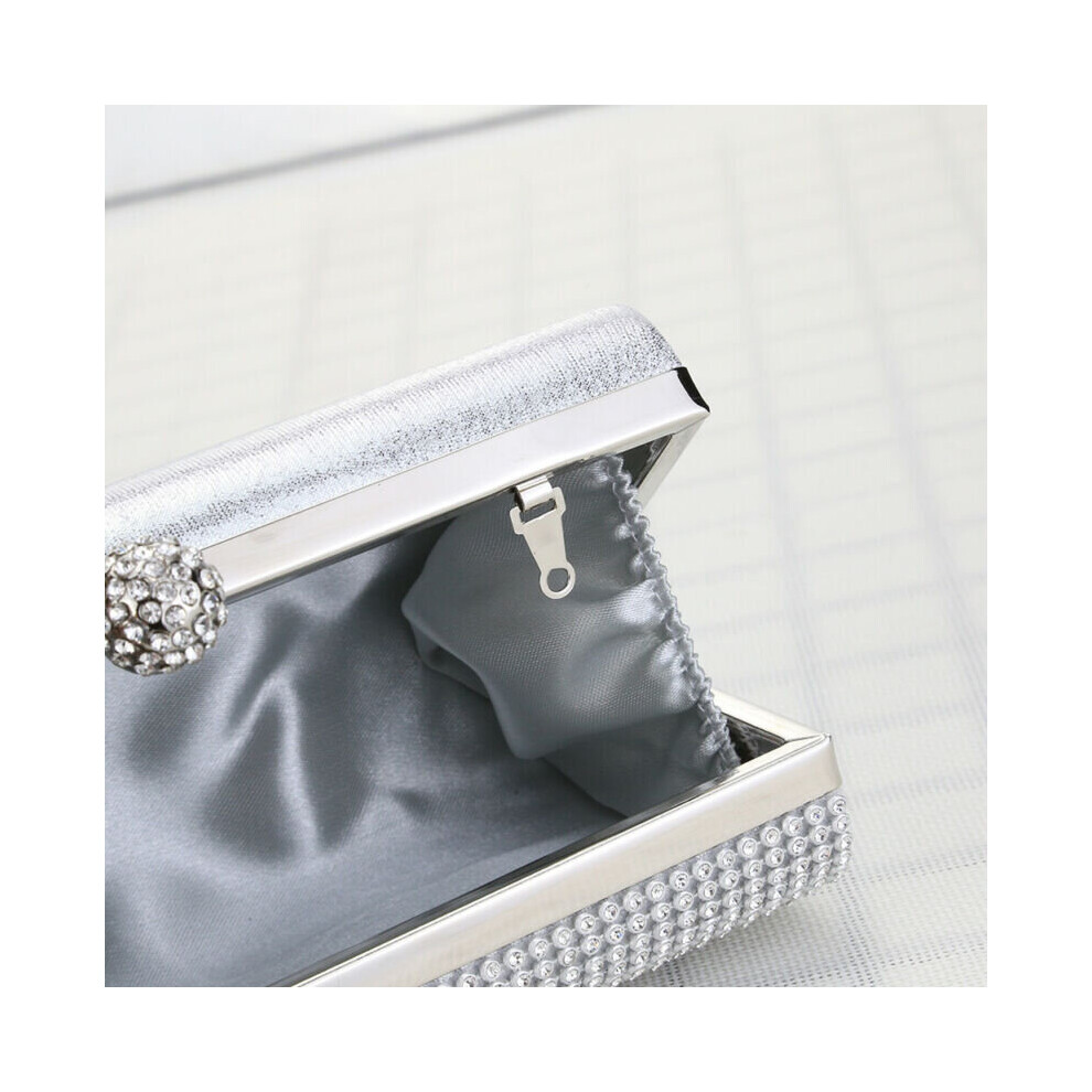 Silver diamond hot sale clutch bag