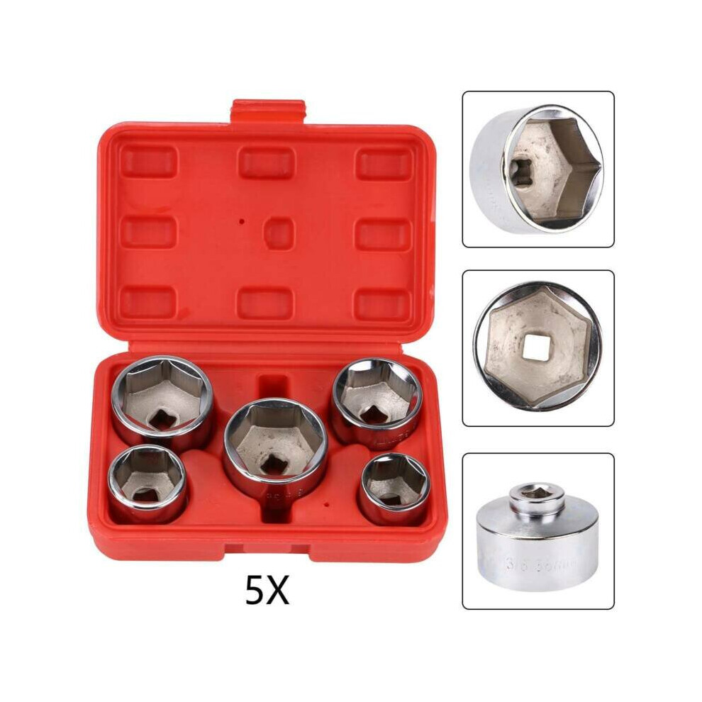 5PC Oil Filter Wrench Remover Socket Set 3/8" Drive 24,27,32,36,38m