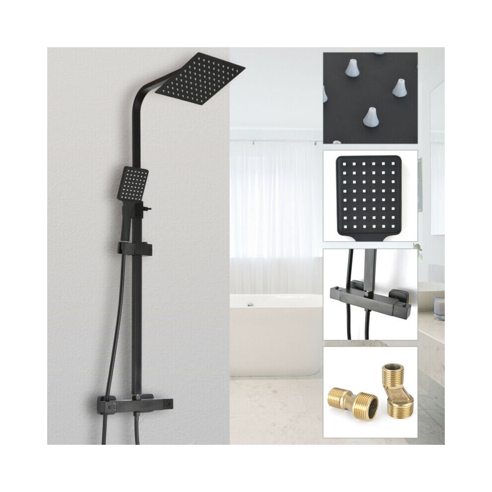 Bathroom Thermostatic Mixer Square Twin Head Large Waterfal Shower Set