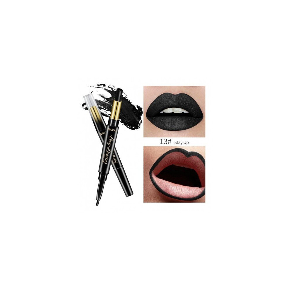 Blowuponline5 Black,Red (08) 15 Color Lips Makeup Lipstick Sexy Red Lip Matte Long Lasting Lip Pencil Waterproof Stick Liner Double-End Black Matte Lipsticks