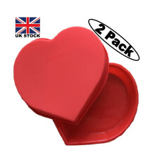 Lot de 2 grands moules en silicone en forme de cœur rouge - moule à cire, pour chocolat, cuisson et biscuits