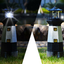 SOLAR POWER LIGHTHOUSE ROTATING LED GARDEN LIGHT HOUSE DECORATION
