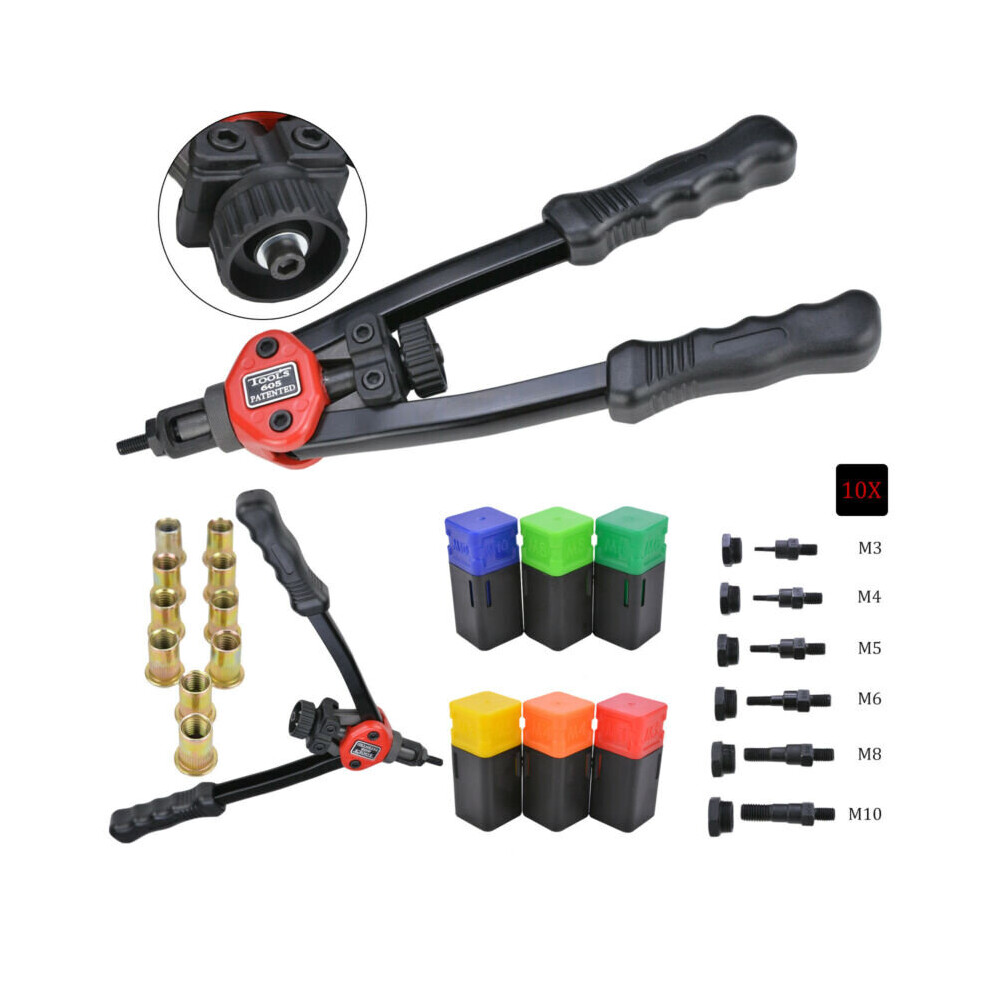 Professional Hand Nut Tool Riveter Rivnut Gun Mandrels M3- M10 Rivet 613310306498